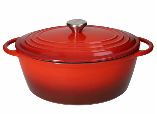 CAST IRON RED OVAL POT 5L
