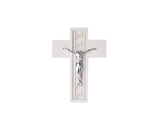 RESIN CROSS W SILVER