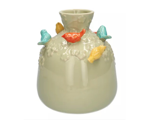 GREEN BIRDS VASE
